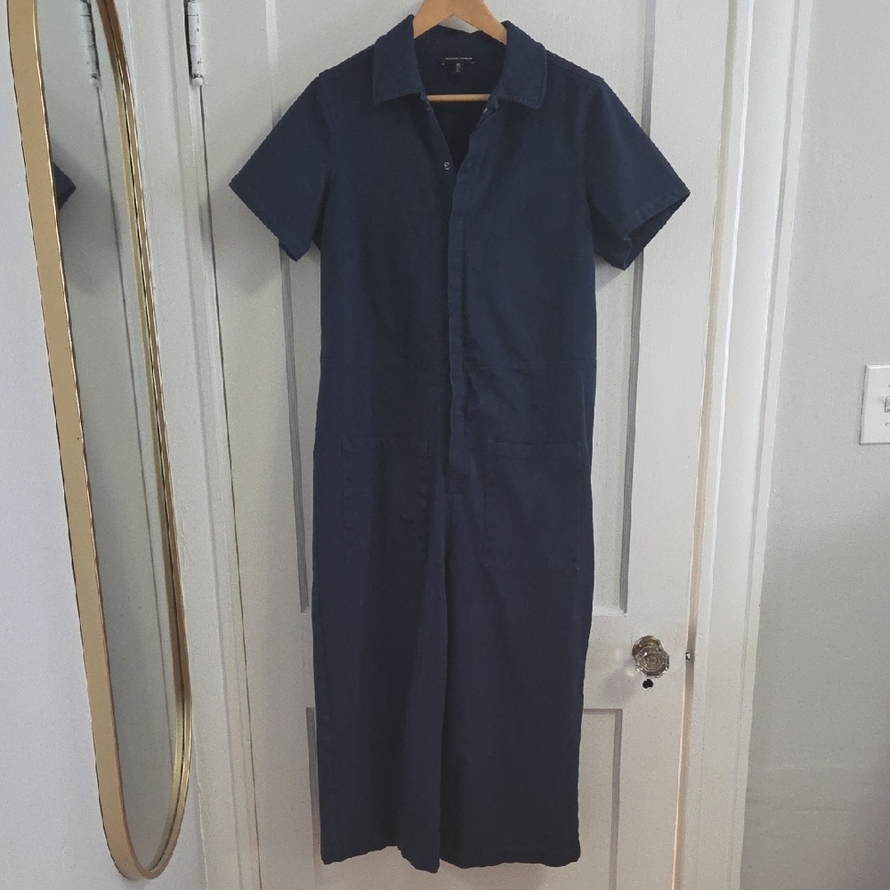 Universal Standard Kate Stretch Cotton Twill Navy Jumpsuit Size XS (10-12)